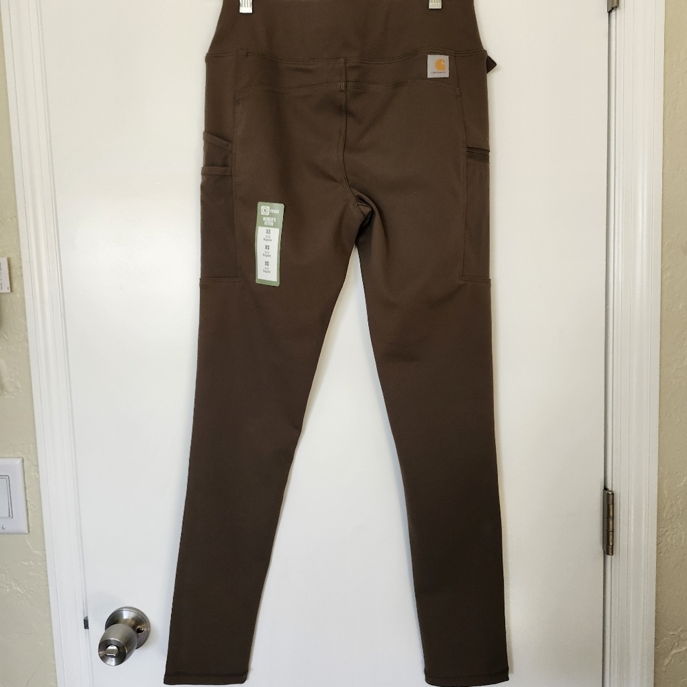 NEW Carhartt Womens Force Fitted Ankle Leggings XS Olive Utility Pockets - Picture 5 of 12